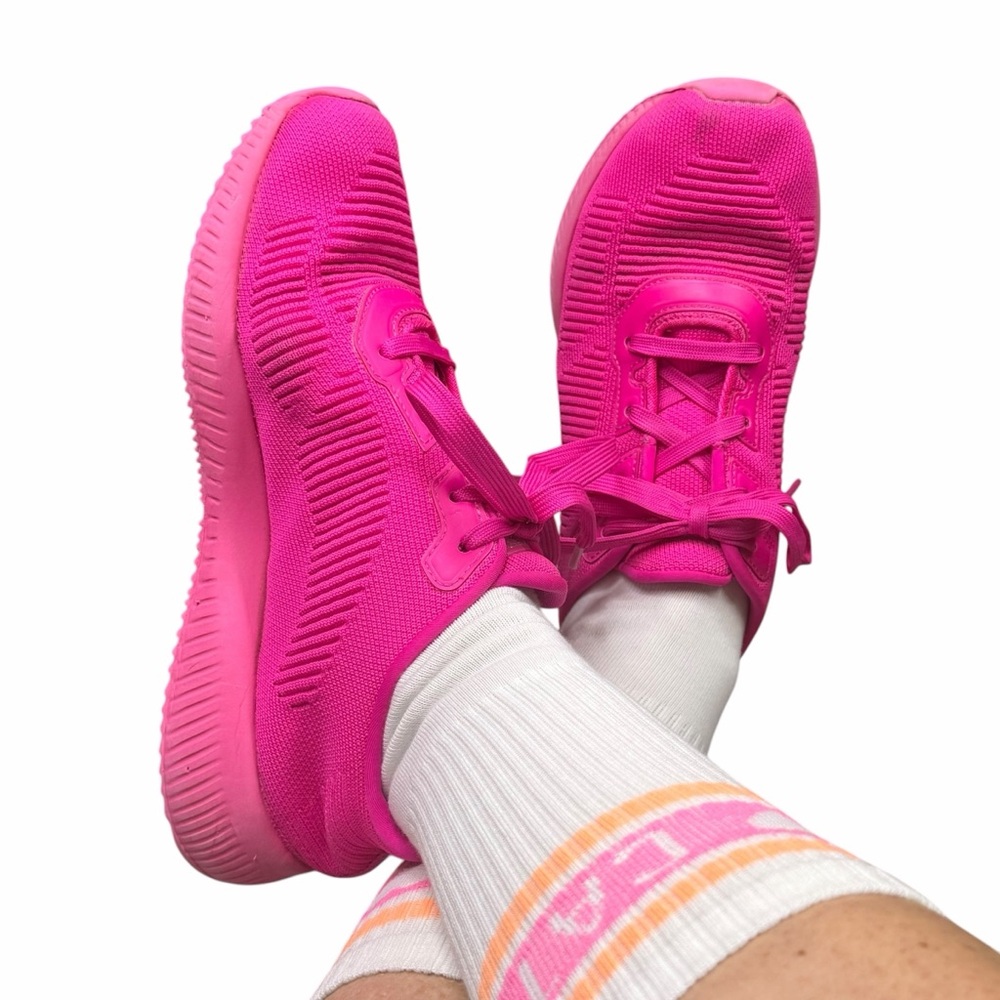 10/$25🦋 BOBS from Skechers Sport Squad Neon Pink Color Crash Trainers- Size 6.5 - Picture 9 of 16